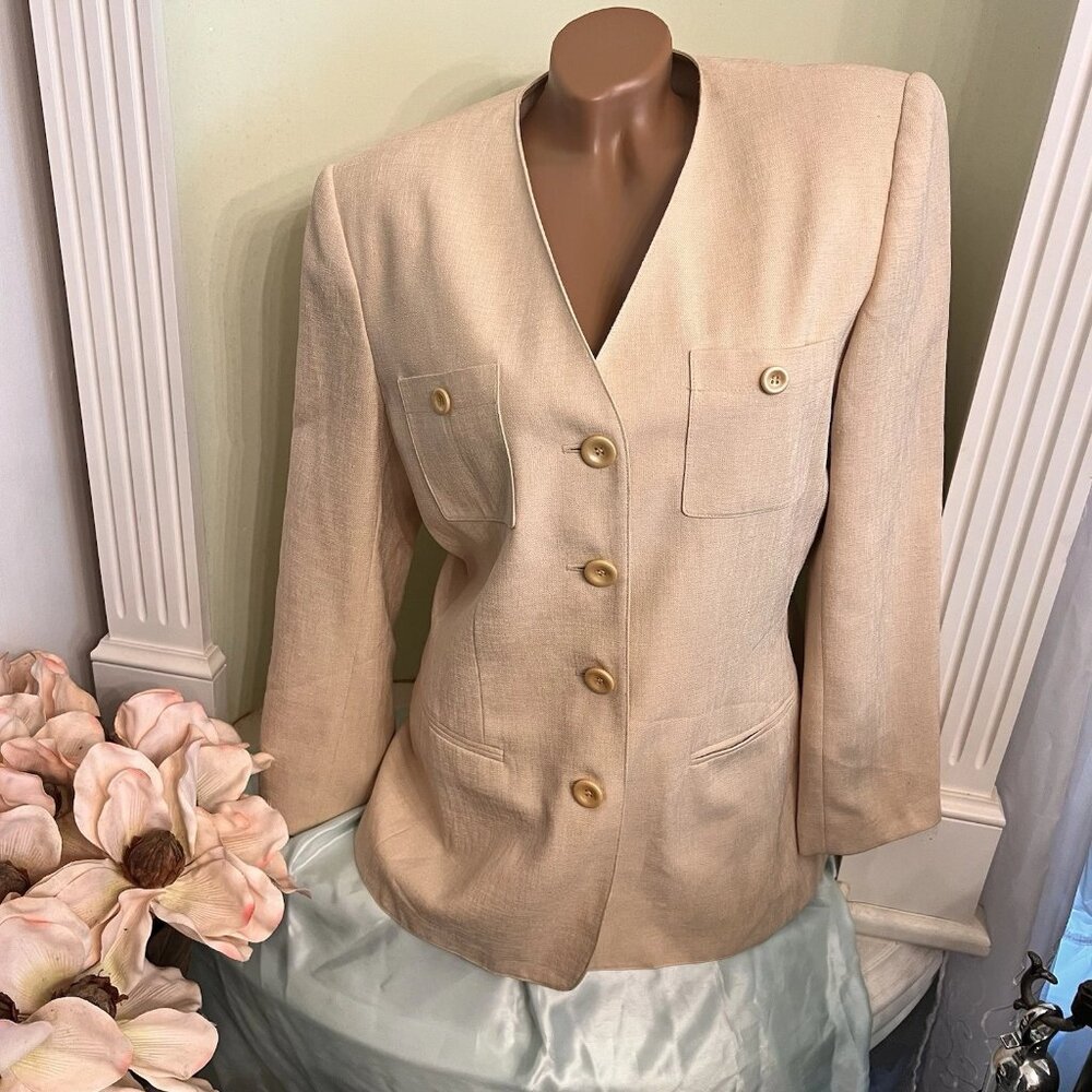 Vintage Jacqueline Ferrar. Sz 10. Textured. More yellowish than pic. Lined. AL